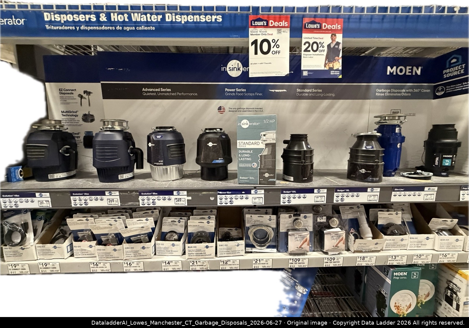 Lowe's Manchester CT Garbage Disposals bay